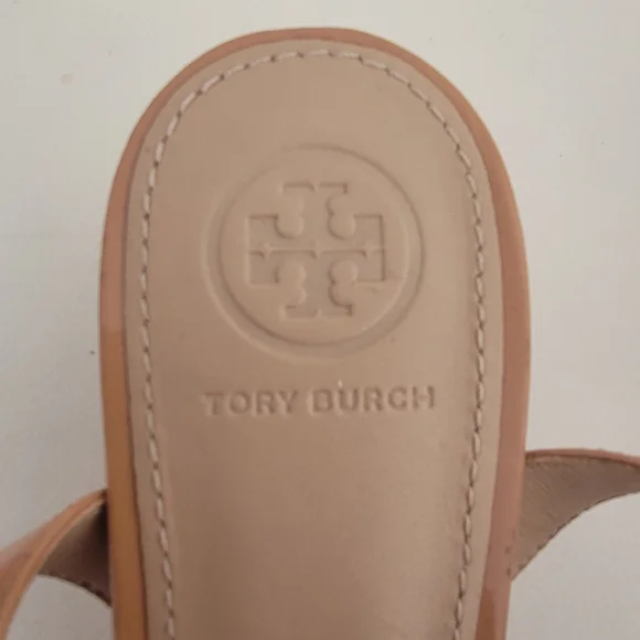 Tory Burch Nude Block Heel Sandals Strap Sandal 7 1/2M - Picture 8 of 16